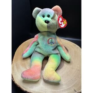 TY Peace The Bear Beanie Babies 1996 Collectible With Tag Errors: RETIRED & RARE